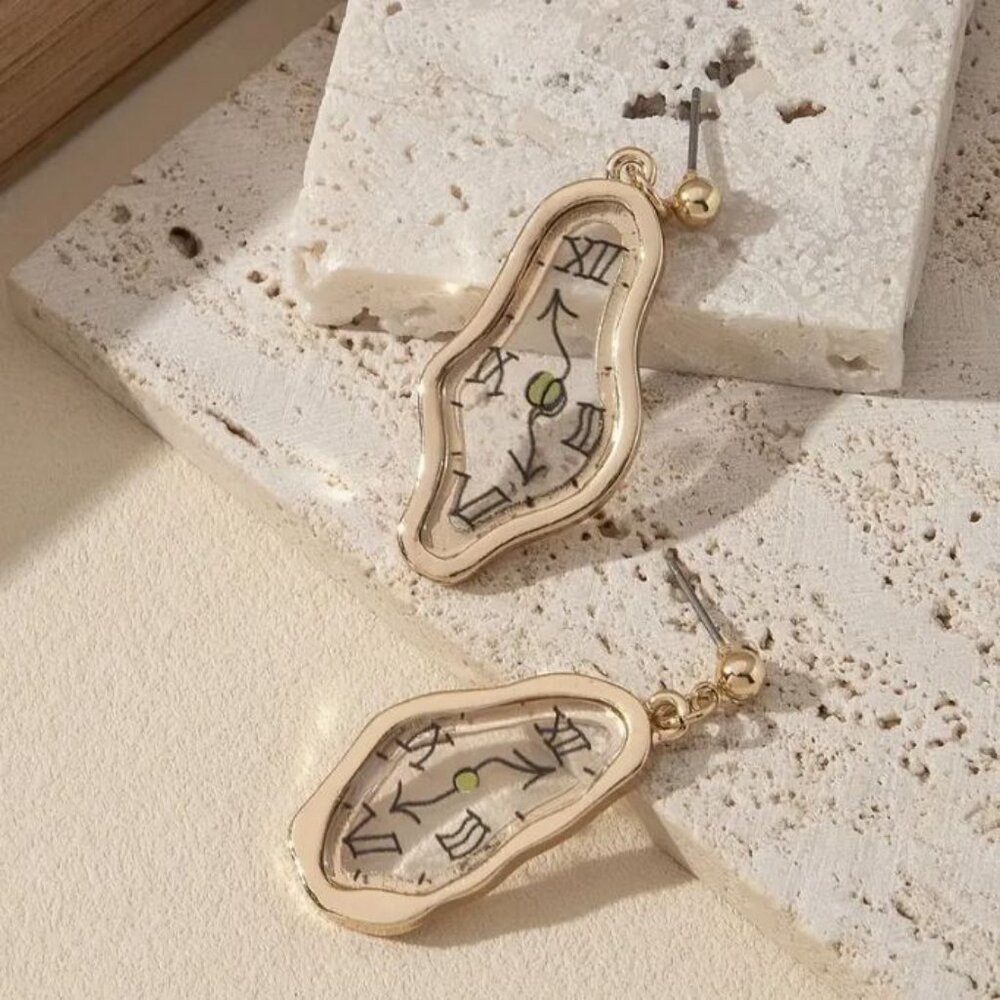 NEW Dali Melting Clocks Avant Garde Drop Earrings